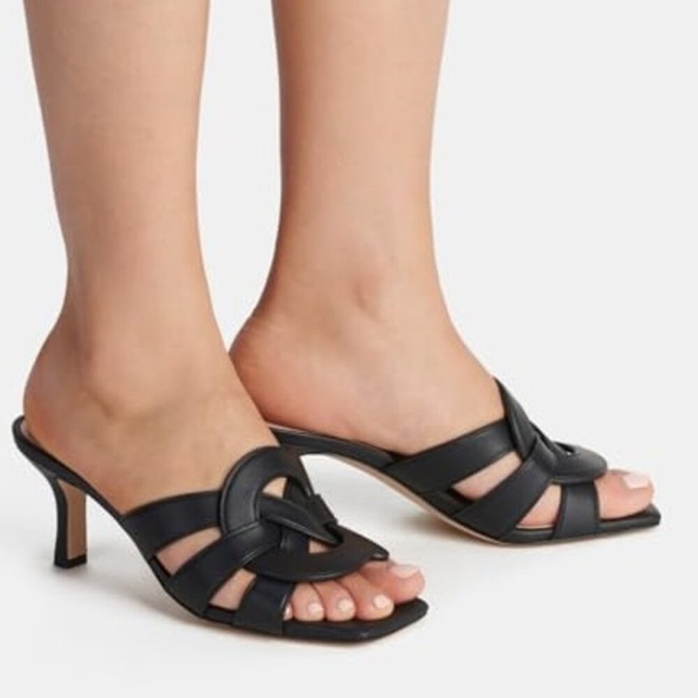 COACH Tillie Black Leather Sandals Strappy Heels NEW IN BOX! Sz 6.5 - Picture 3 of 9